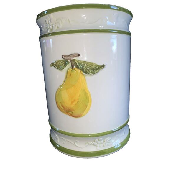 Retro Cookie Jar 1960’s 70's Apple Pear Design Art Deco Kitchen Decor Fruit MCM - Picture 13 of 16